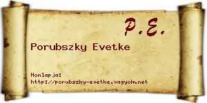 Porubszky Evetke névjegykártya